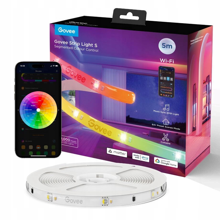 Govee WiFi Rgbicw Smart Pro Led pásek 5m Matter extra odolný H612ACD1