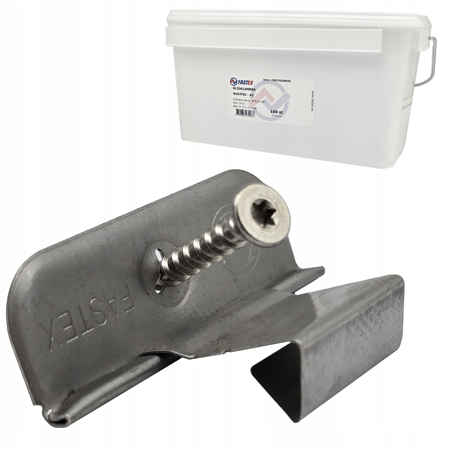 Haftra pohyblivá nerezová 30x54 posuvná spona na montáž plechu 500ks