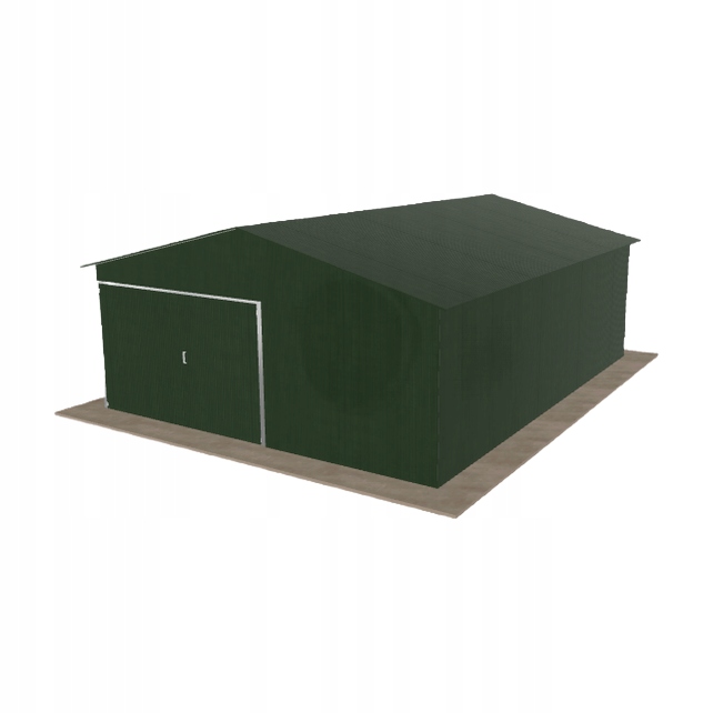 Plechová garáž 5.5 x 7 m jednopolohová, dvouspádová, zelená