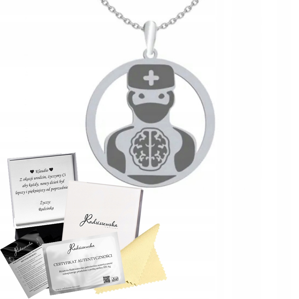 Stříbrný Náhrdelník Lékař Neurolog Řetízek Dárek 925 Šperky Gravírování