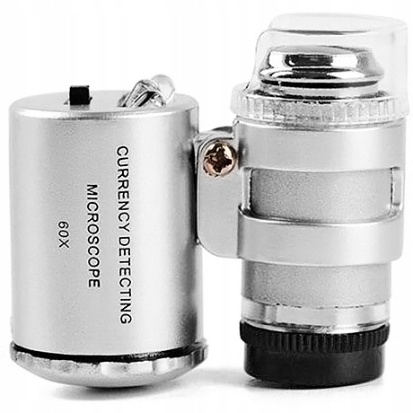 MIKROSKOP LUPA KIESZONKOWA SZKŁO POWIĘKSZAJĄCE 60x LEDY - NIEZBĘDNY TESTER Marka Reball