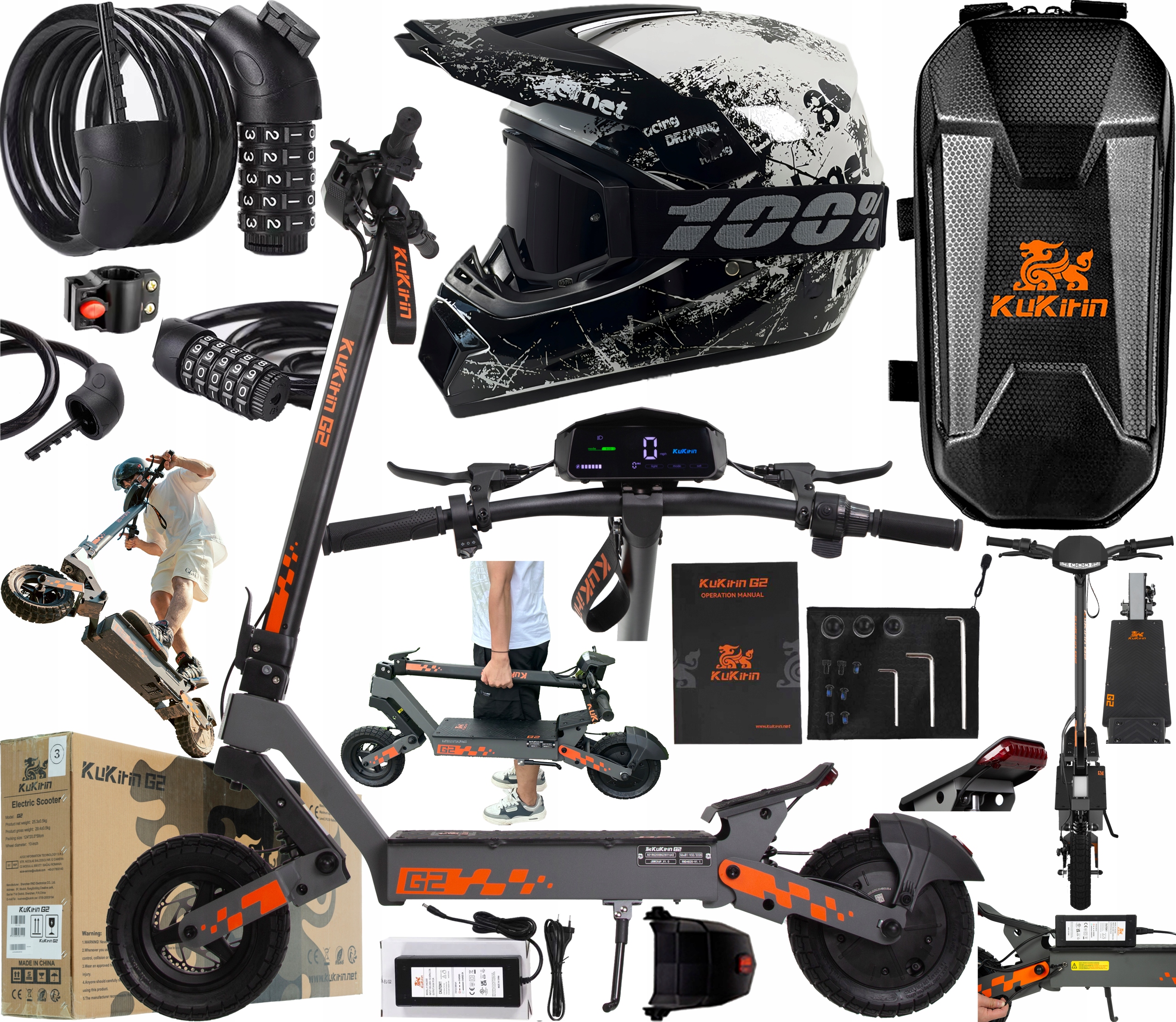 KuKirin G2 Pojazdy elektryczne 800W 48V 15Ah 45KM/H 55KM 10" Meski/Damski