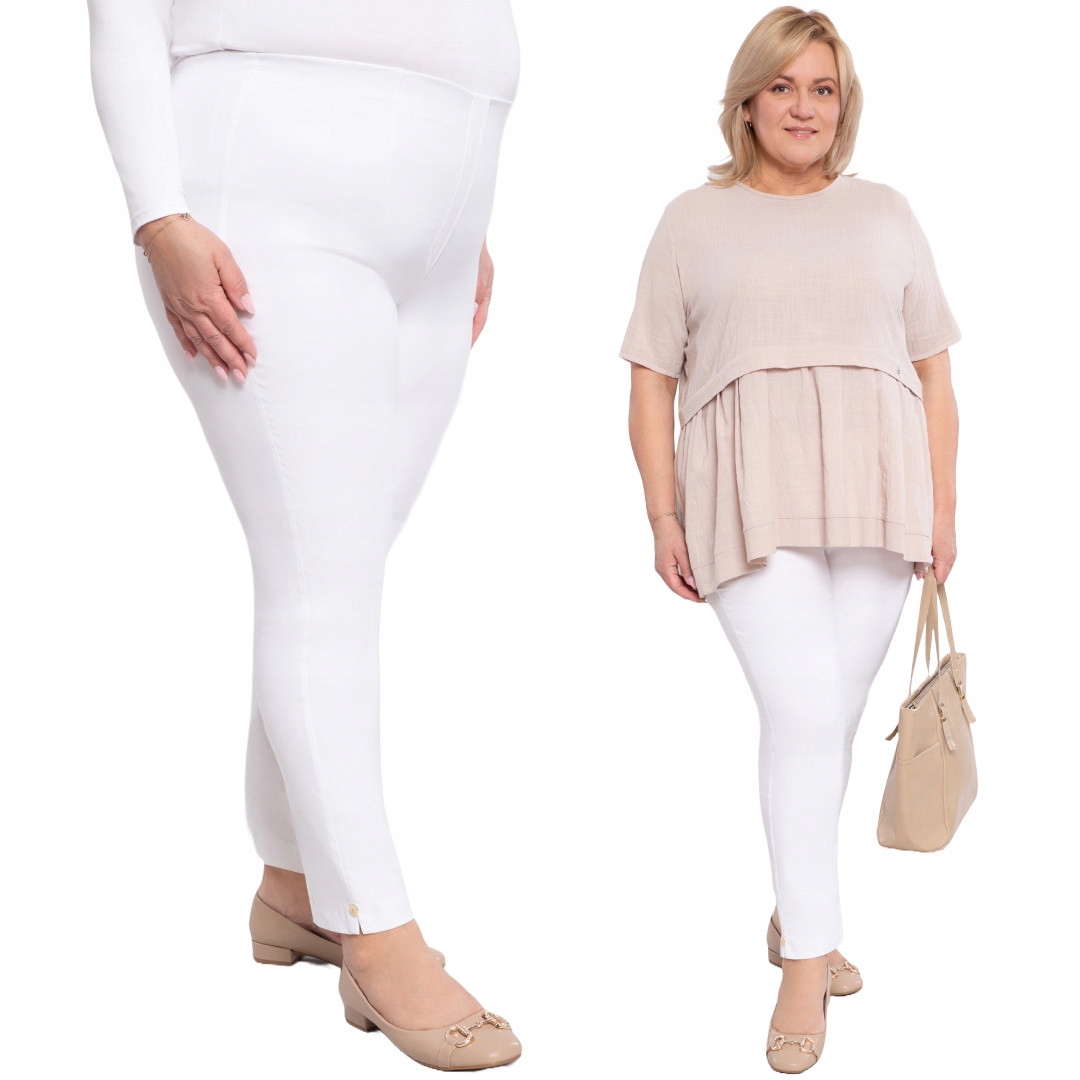 Bílé 7/8 kalhoty s vysokým pasem 52