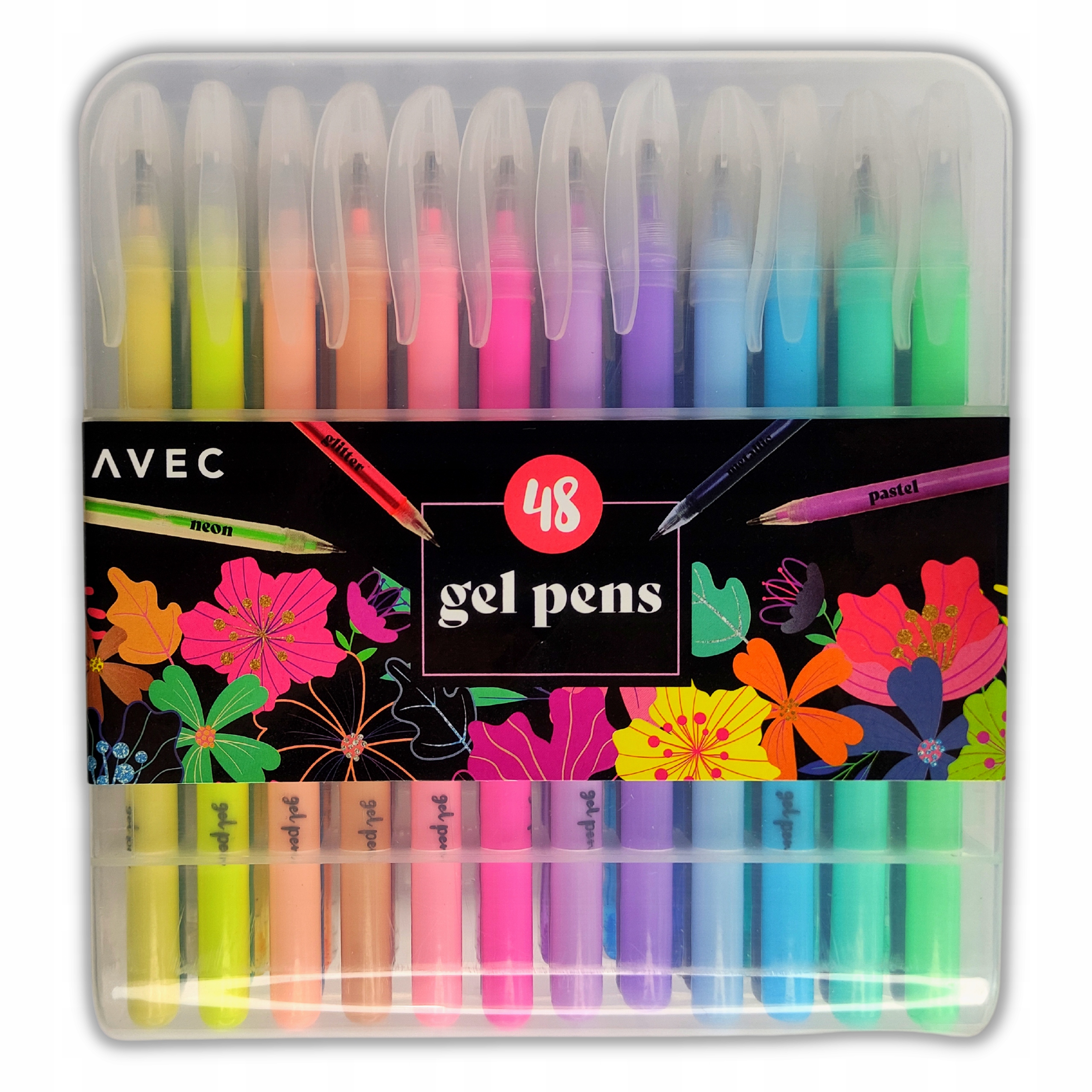 DŁUGOPISY ŻELOWE BROKATOWE KOLOROWE ZESTAW 48 SZT. Stan opakowania oryginalne