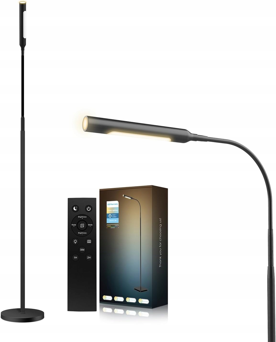 Podlahová Lampa Moderní Stojící Do Obývacího Pokoje 20W Led Lampa 175 CM Černá