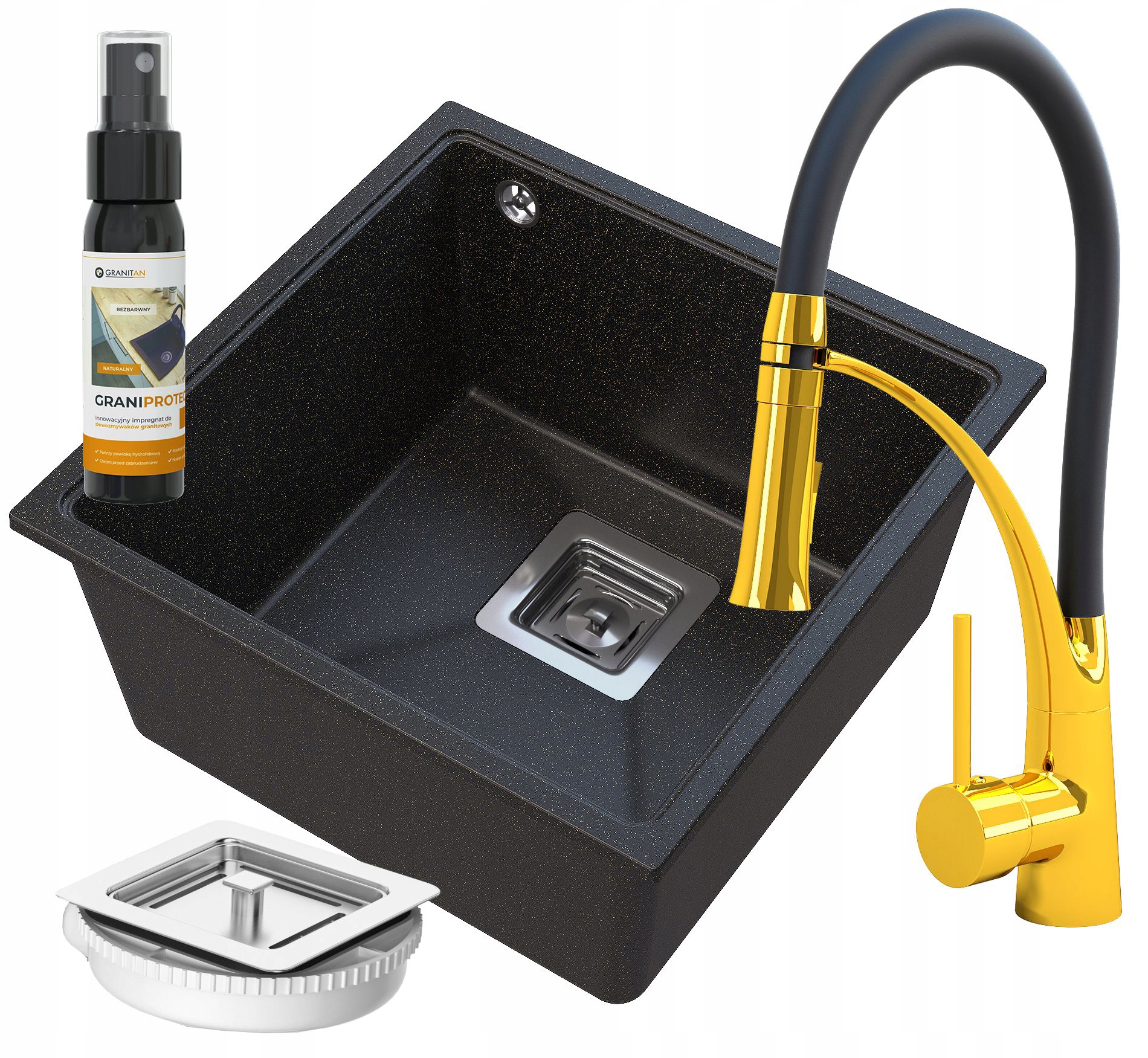 Poddoskový Drez, Granit, Sada Zlatých Napo