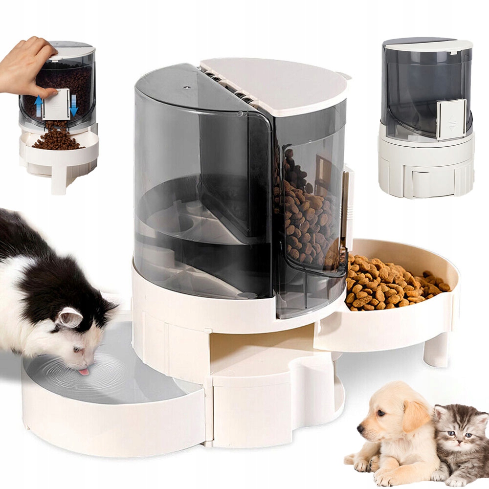 Levně Automatický Dávkovač vody a krmiva 2v1 Pro Kočky a psy, dvouvrstvé Misky