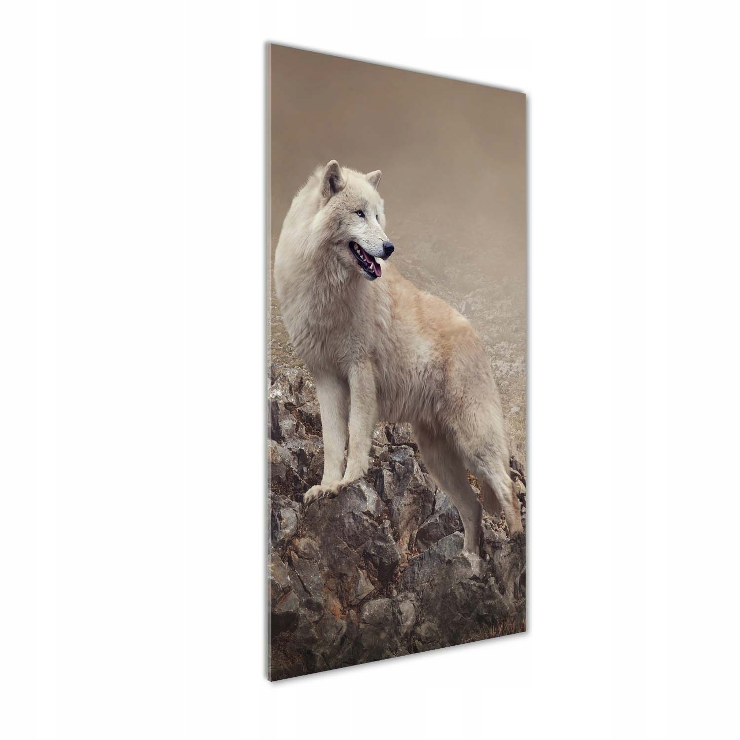 

Foto obraz szkło hartowane Wilk na skale 50x125 cm