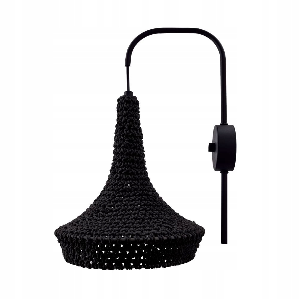 Čierna nástenná lampa s bavlneným tienidlom Mahaka 4031 Antigo