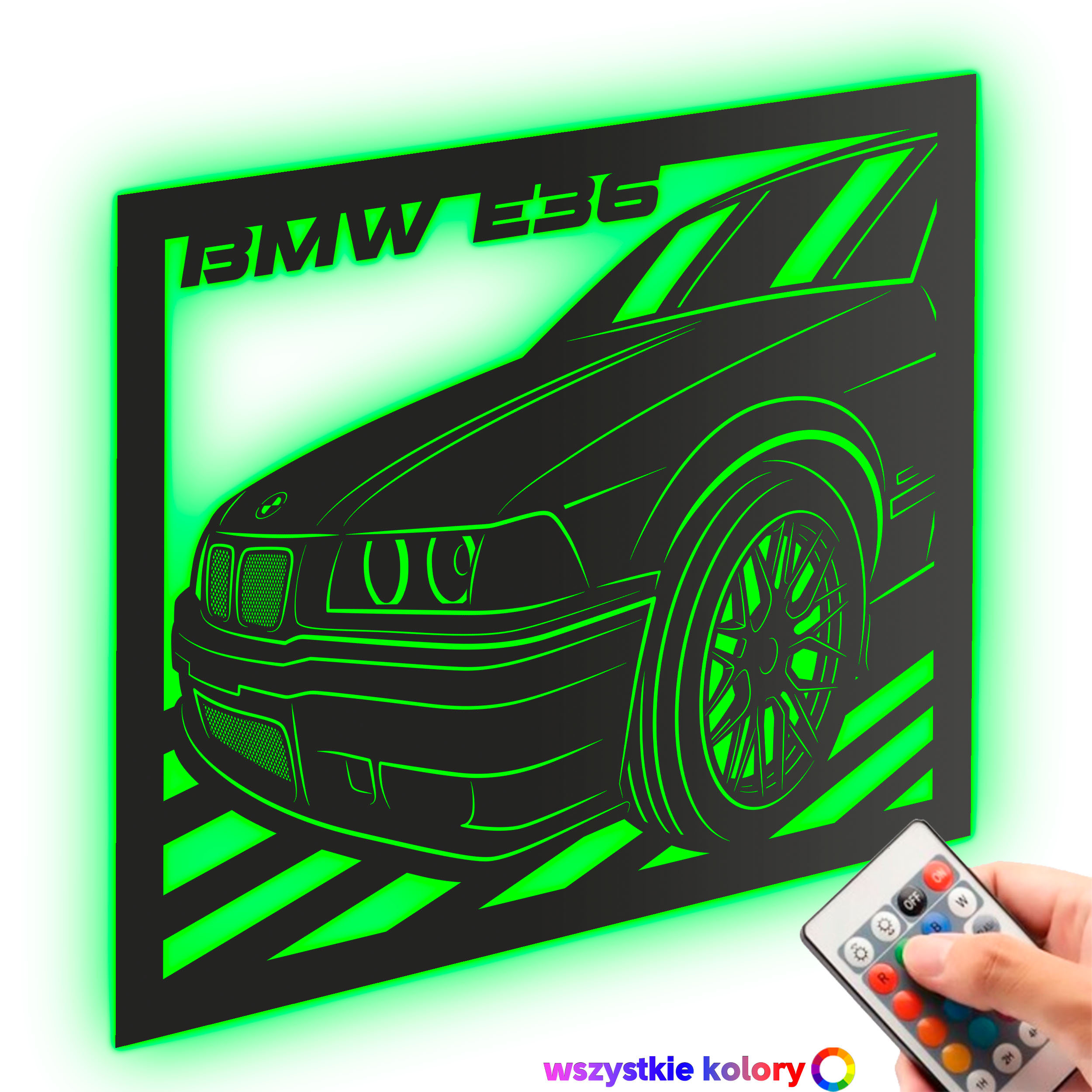 Dřevěný 3D obraz Bmw E36 Nástěnná Dekorace Dárek Noční Lampa Led XL