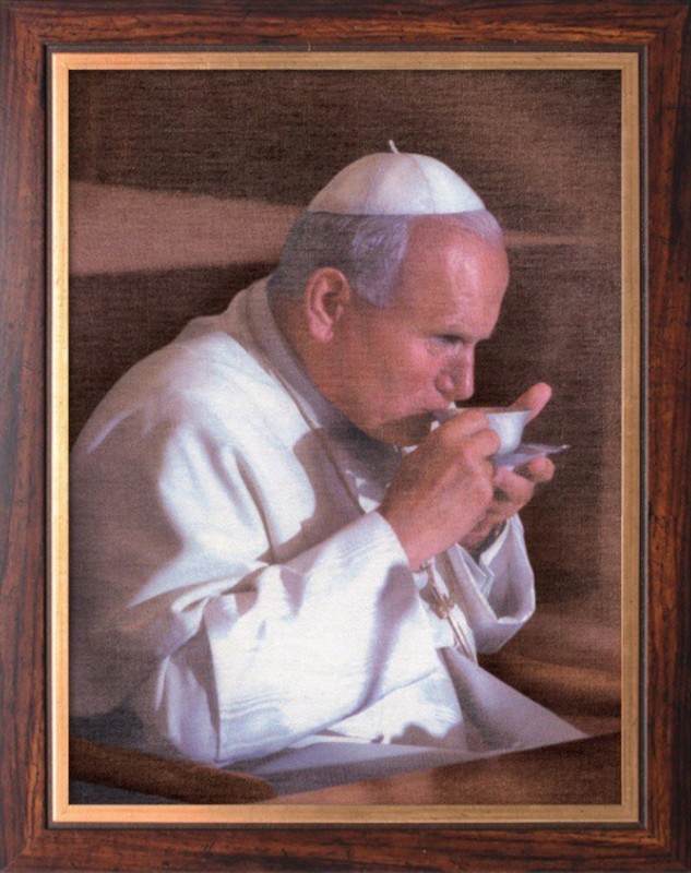 

Obraz W Ramie 50x70 Święty Jan Paweł II Z Kawą
