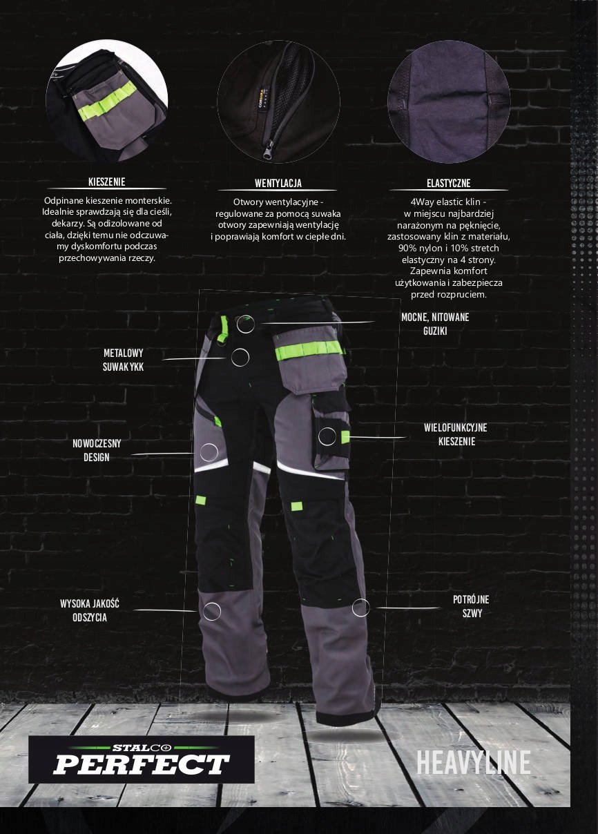 Spodnie robocze BHP STALCO PERFECT HEAVY LINE r. L Kod producenta S-78558