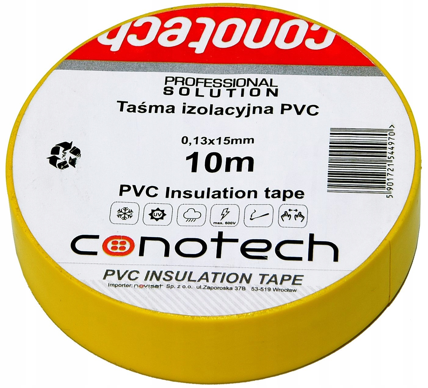 

Taśma Izolacyjna 10m Pvc Izolacja Żółta 0,13x15mm