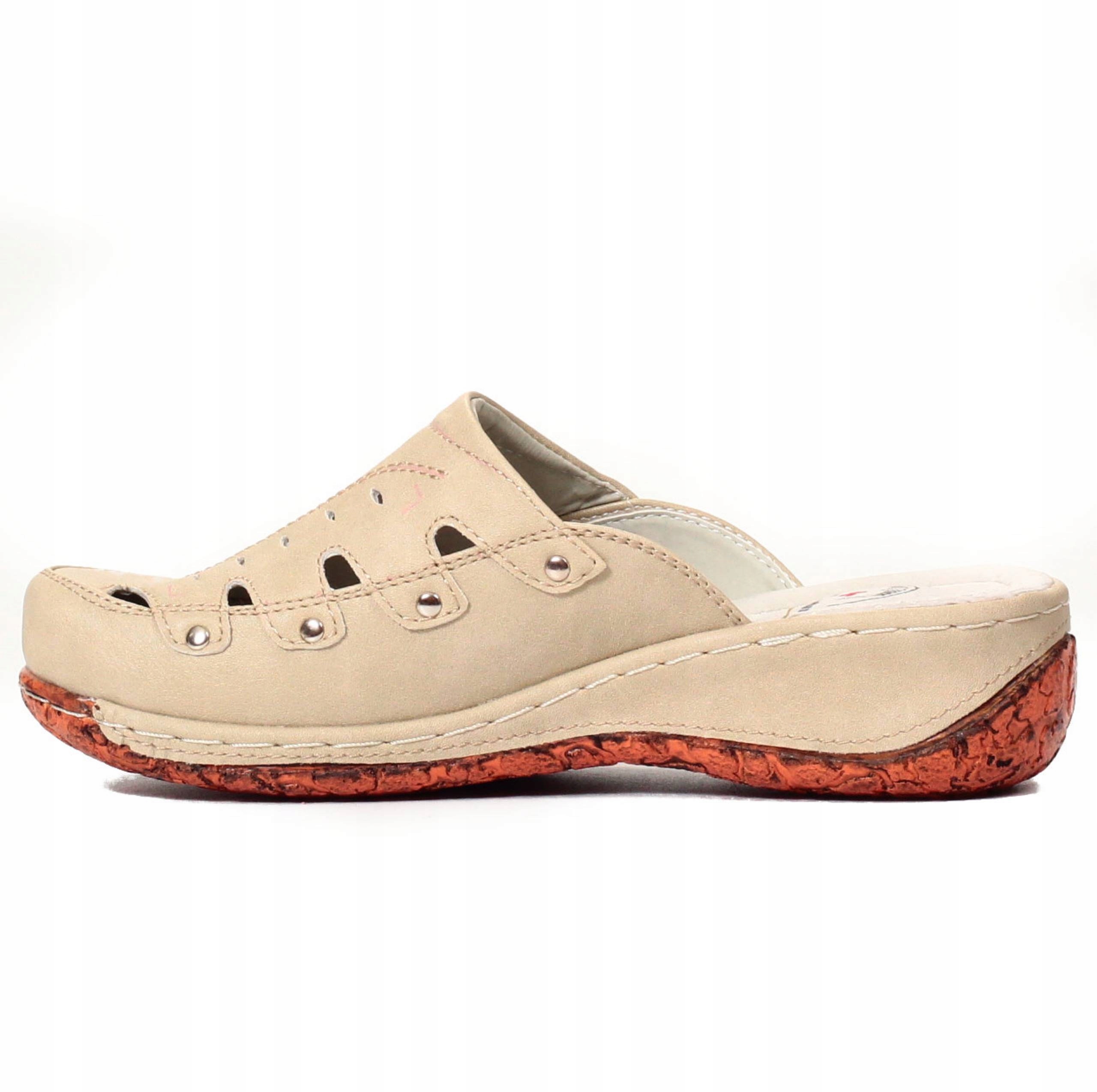 KLAPKI DAMSKIE BUTY ORTOPEDYCZNE SZYTE SKÓRA Rozmiar 41