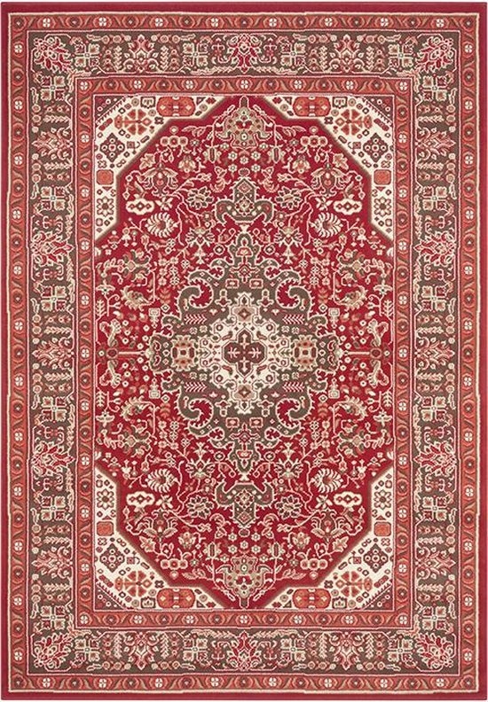 Koberec do obývacího pokoje 80 x 150 cm, klasický vzor krémově červený