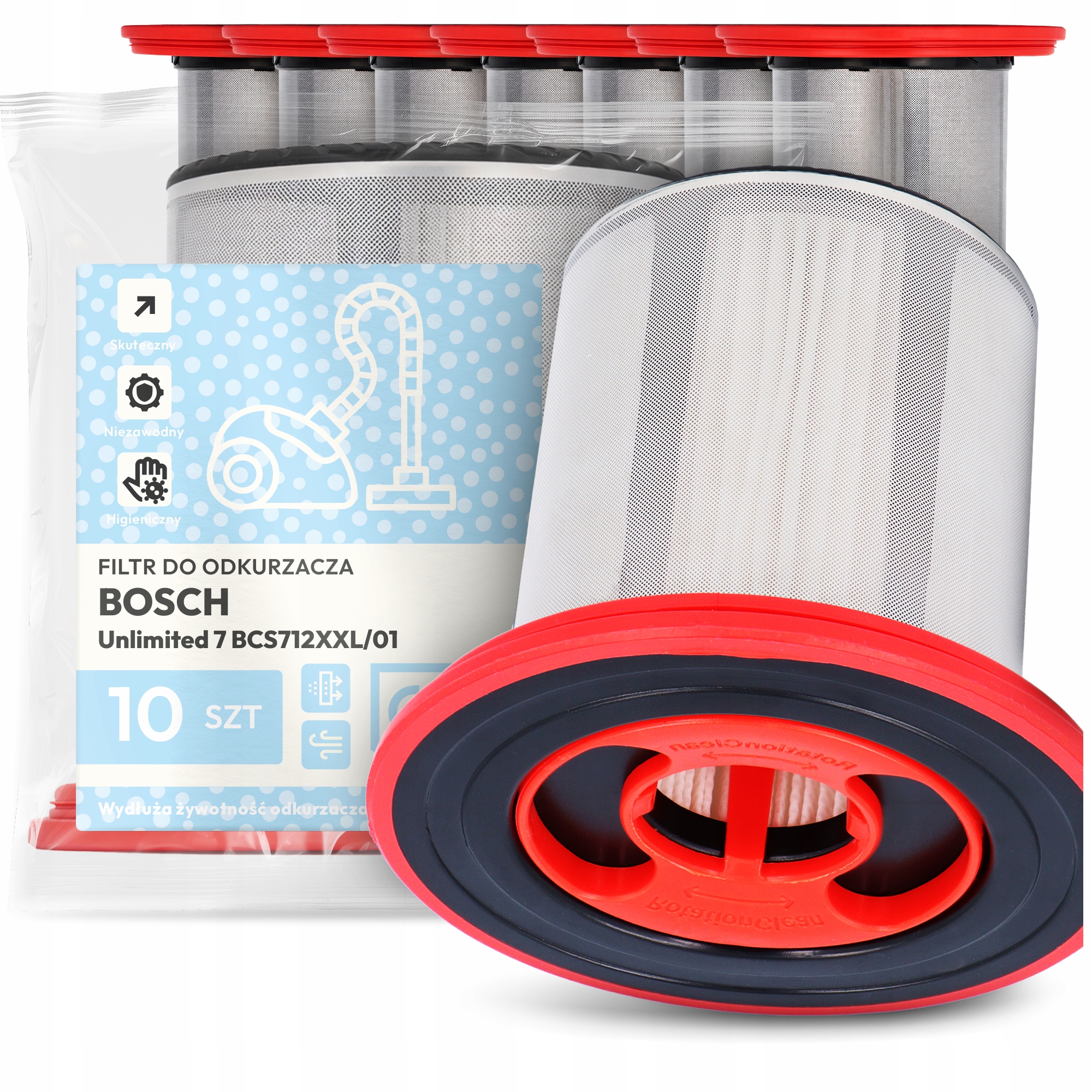 10 x Vzduchový Filtr pro Vysavač Bosch Unlimited 7 BCS712XXL/01 Hepa Em-w