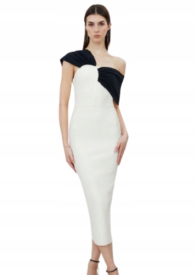 Karen Millen Petite Šaty MIDI Asymetrický Zip S B1F