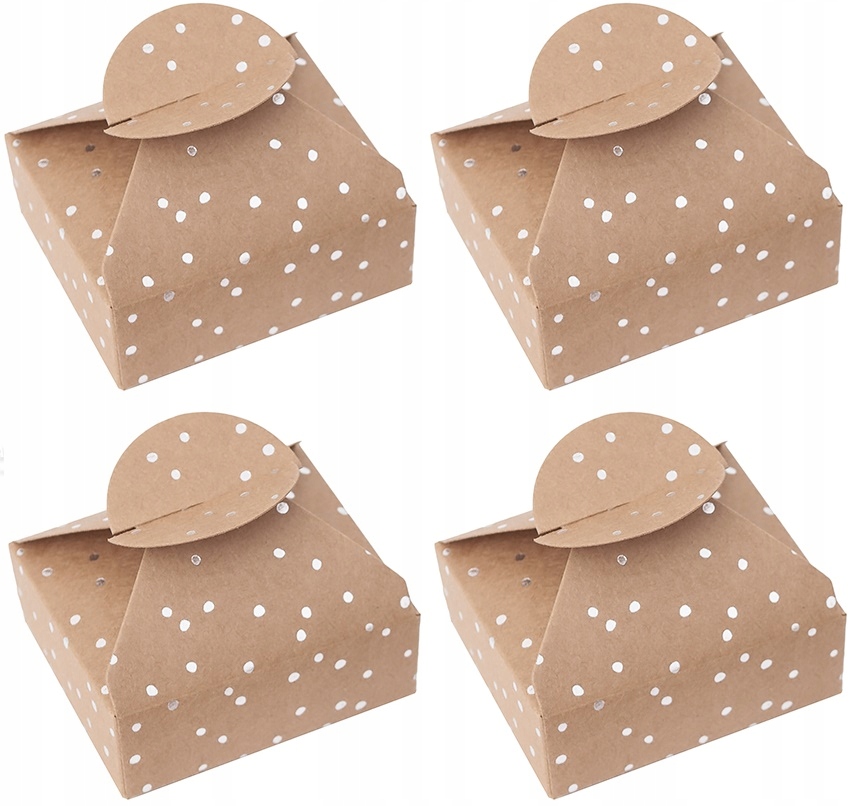 

Pudełeczka Pudełka Srebrne Kropki 6x7,5x2,5cm 4szt