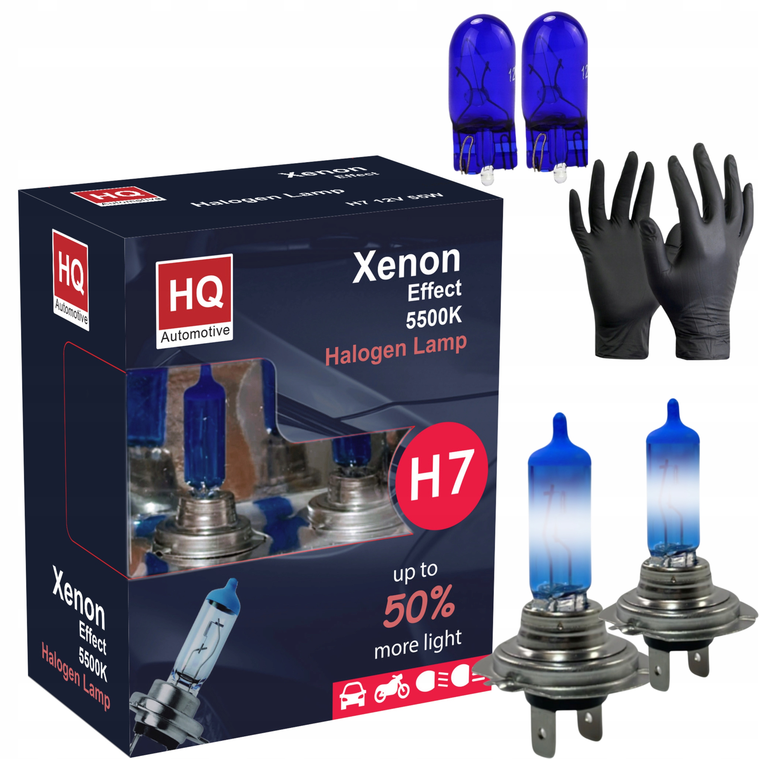 Żarówki H7 12V 55W Xenon Effect Hq Automotive 5500K Zimne Białe W5W