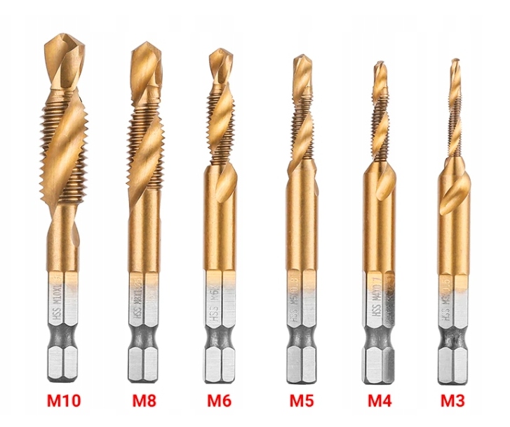 WIERTŁA GWINTUJĄCE M3-M10 HSS TIN GWINTOWNIKI 6szt