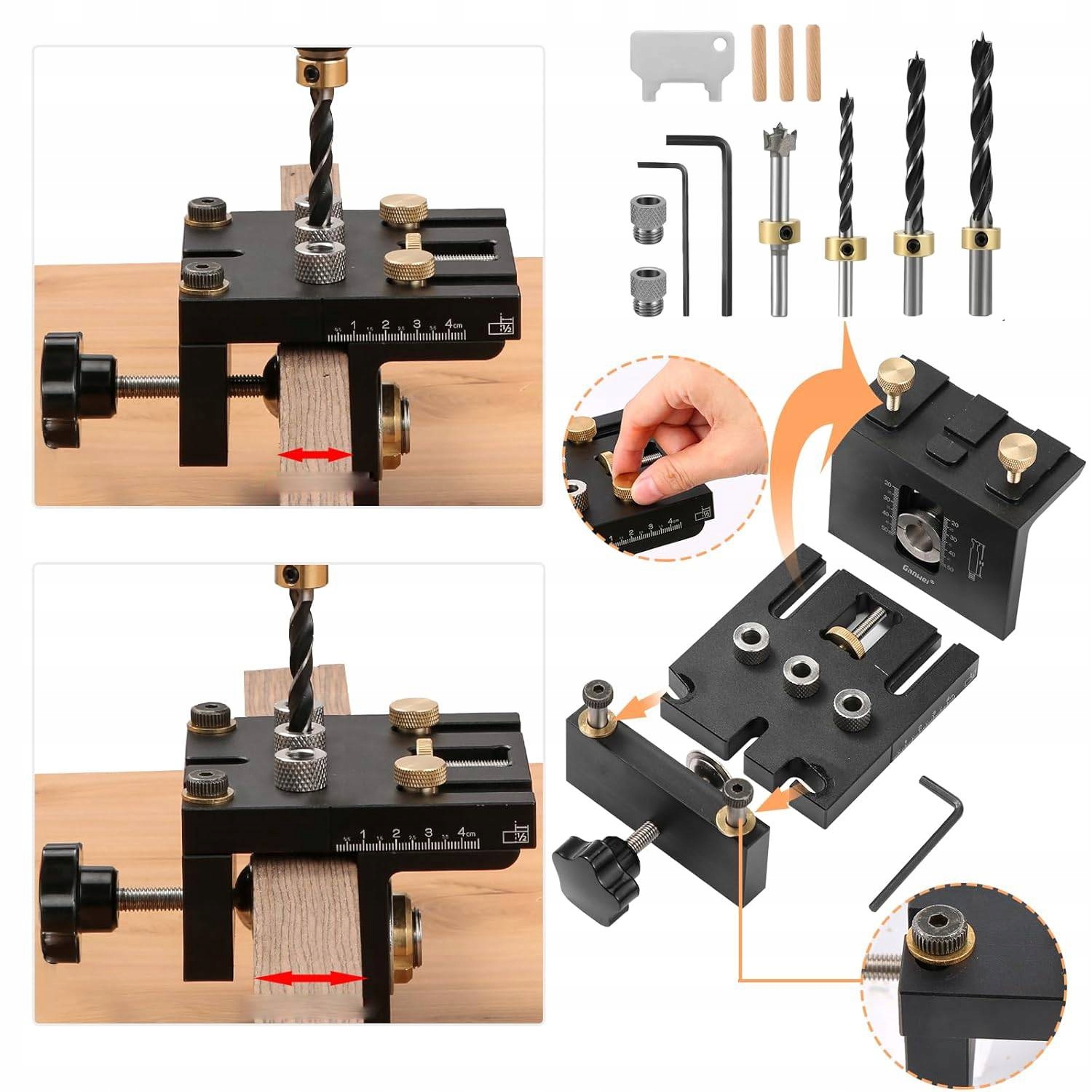 Vrtací Šablona, Samostředící Sada 3V1 Pro Kolíky 6/8/10/15 mm