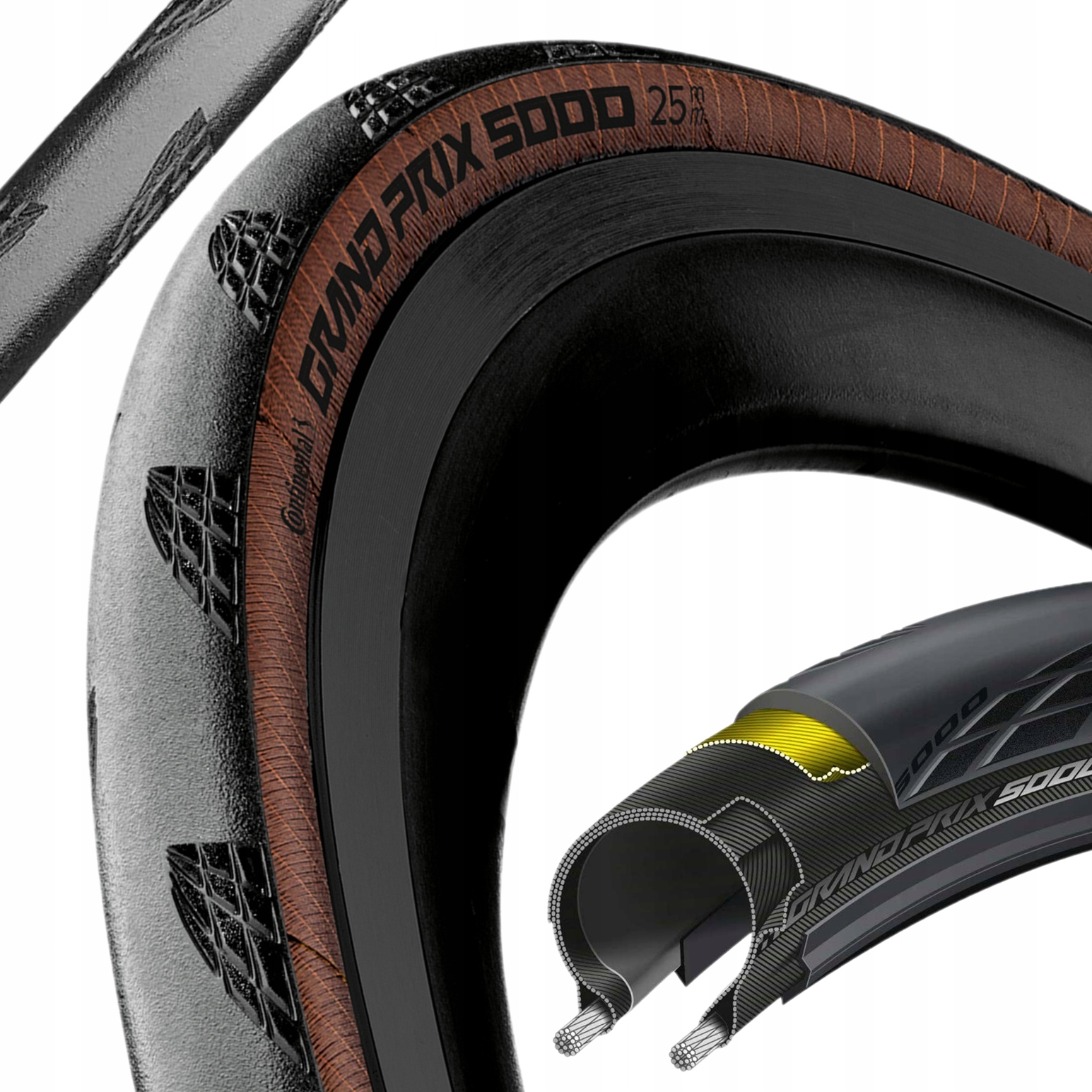 Pneumatika 700x25c Continental Grand Prix 5000 Bronzová Boková