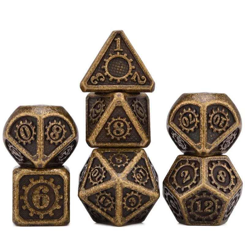 Steampunk Zestaw 7 Metalowych Kości Rpg