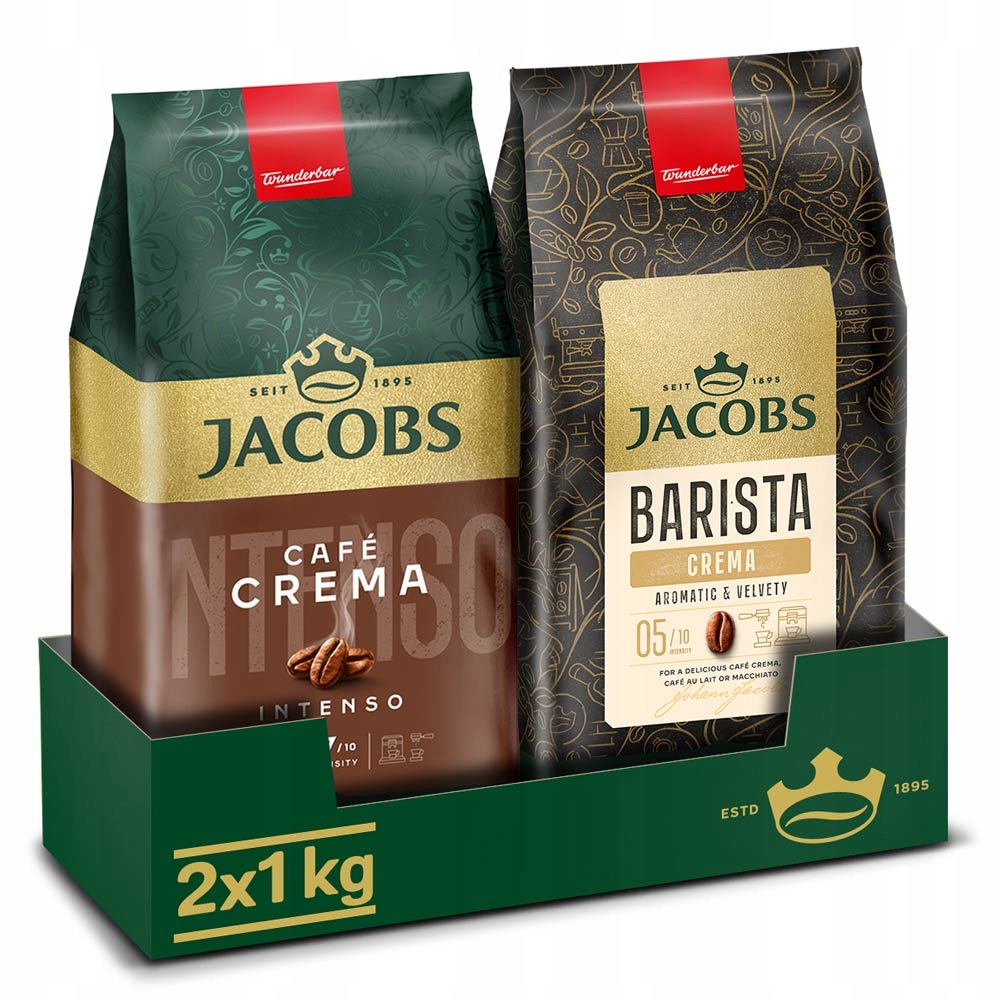 Kawa ziarnista Jacobs Crema Intenso, Barista Crema 2x 1kg