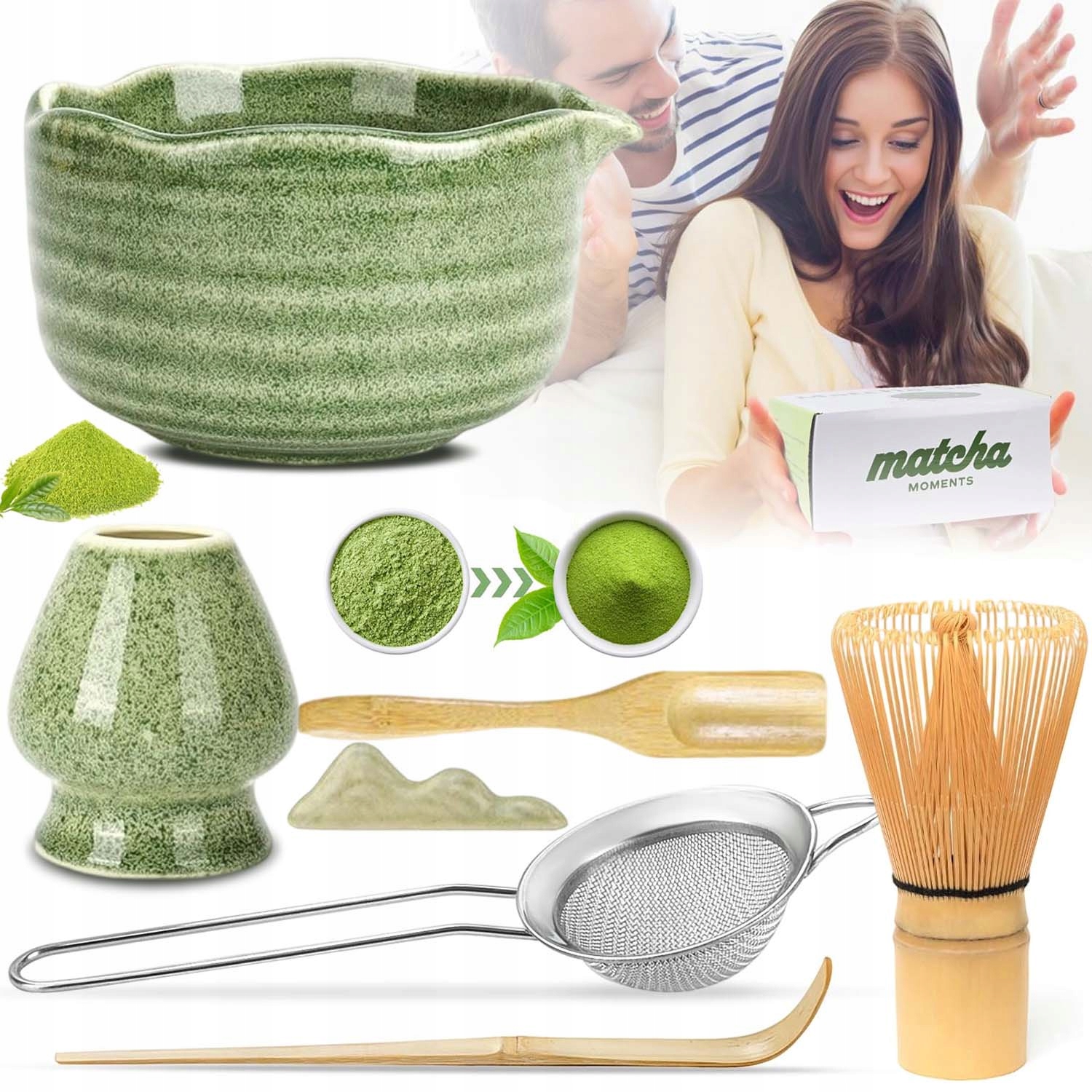 Bambusový Dárková Sada Na Čaj Matchy Chashaku Šlehací Metla Lžíce 7V1