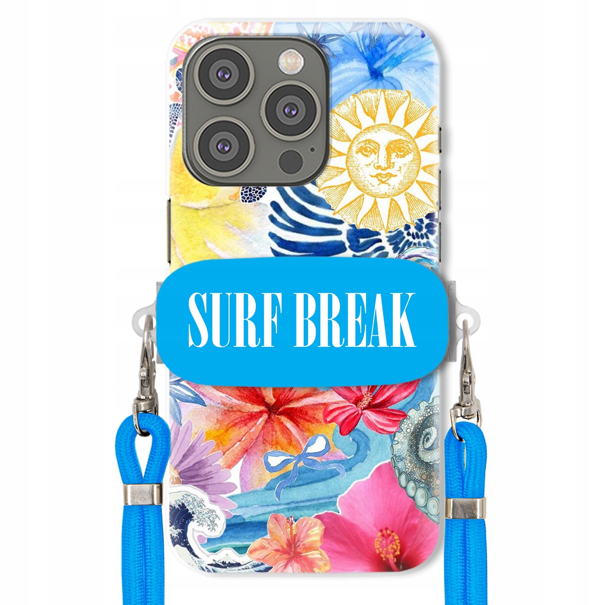 Puzdro pre iPHONE 15 Pro Crossbody Blue držiak Surf Break na dovolenku