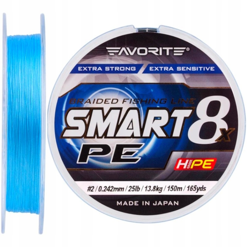 Plecionka Favorite Smart 8x 150m 0.242mm 25lb 13.8kg Błękit Spinning Mocna