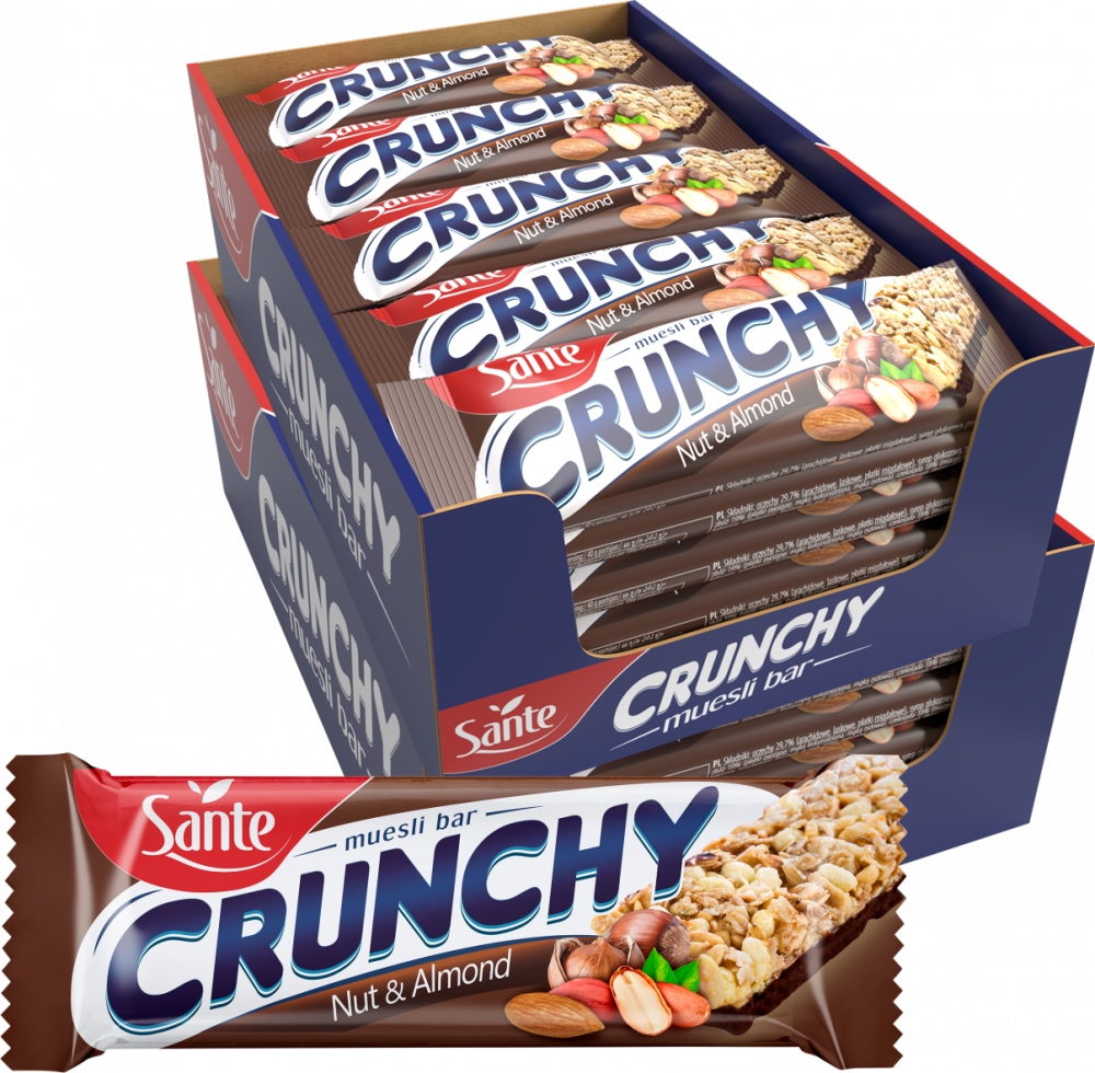 Baton Crunchy Sante orzechowo-migdałowy 40g x50