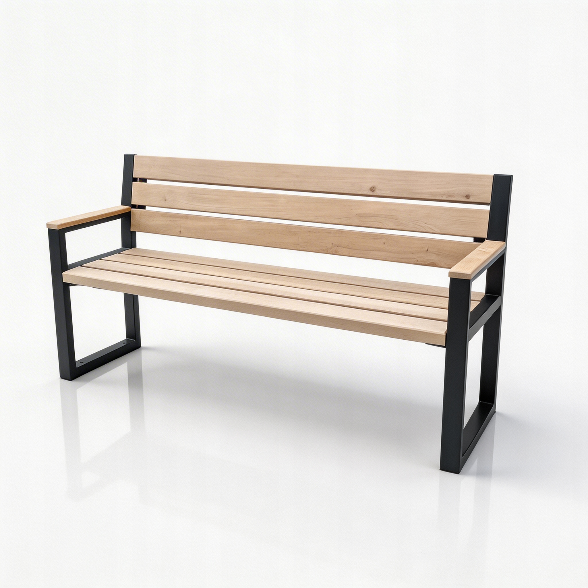 Zahradní lavička s područkou, moderní ocelový rám bez barvy, terasa