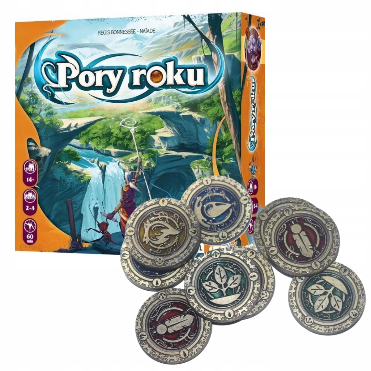 ZESTAW 64 METALOWYCH MONET ŻETONÓW GRA PORY ROKU