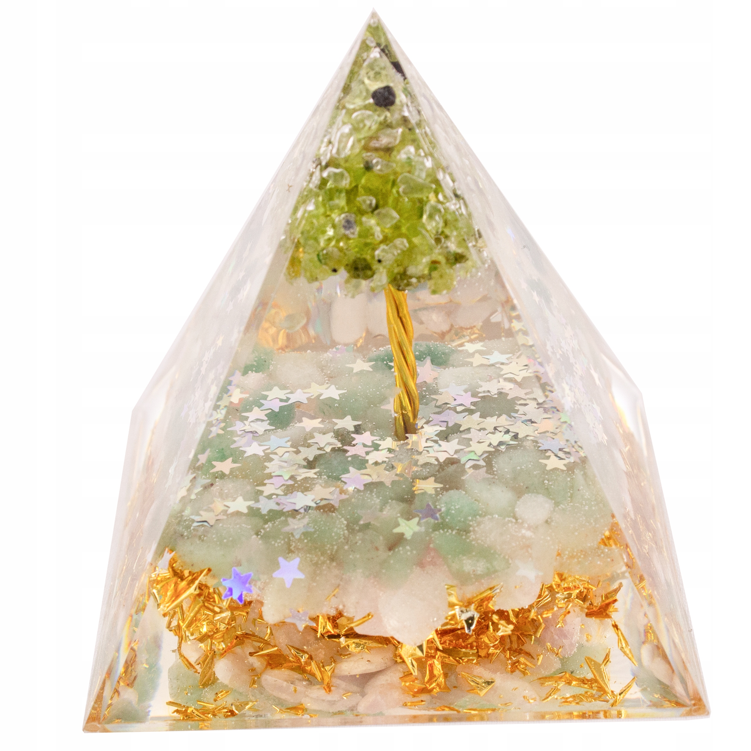 Pyramida Orgonit Pyramida Peridot Aventurín Harmonizace Feng Shui 6 cm