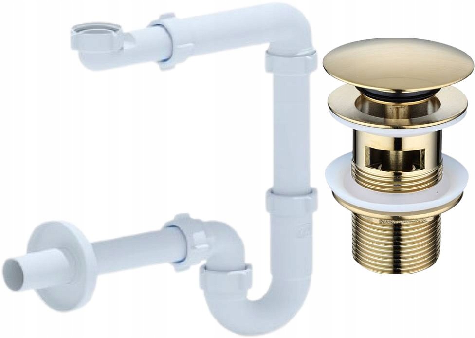 Sifon umyvadla šetřící místo zátka klik klak s přepadem zlatá