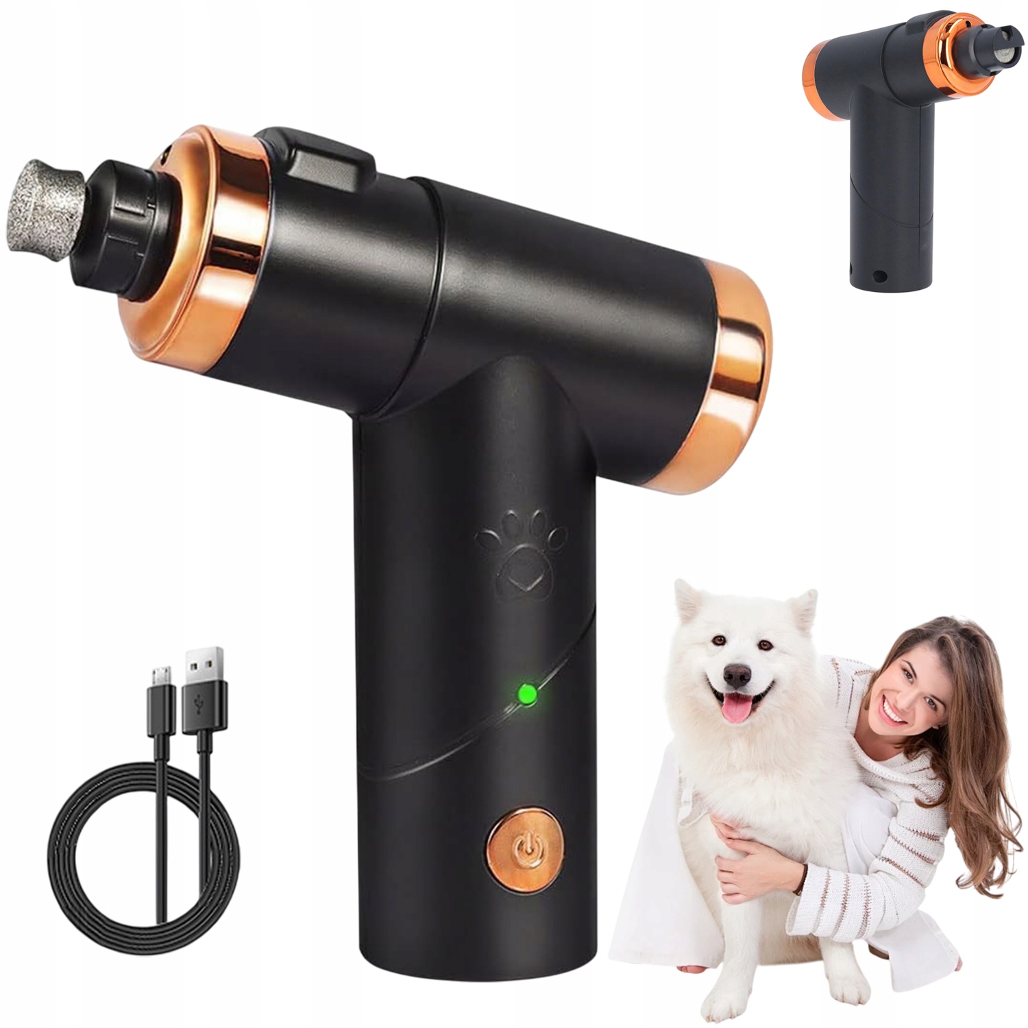 Levně Kleštičky Na Nehty Pro Psy Bezdrátové, Nízké Vibrace, Led Trimmer