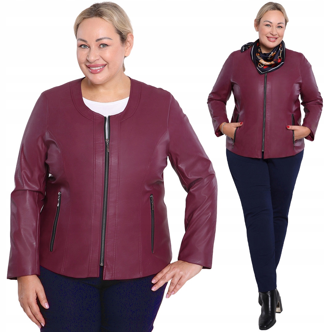 Švestková bunda z ekokůže 54