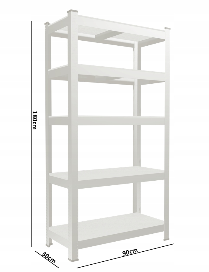 2X REGAŁ MAGAZYNOWY GARAŻOWY METALOWY WCISKANY 5 PÓŁEK 875kg 180x90x30 cm Głębokość produktu 30 cm