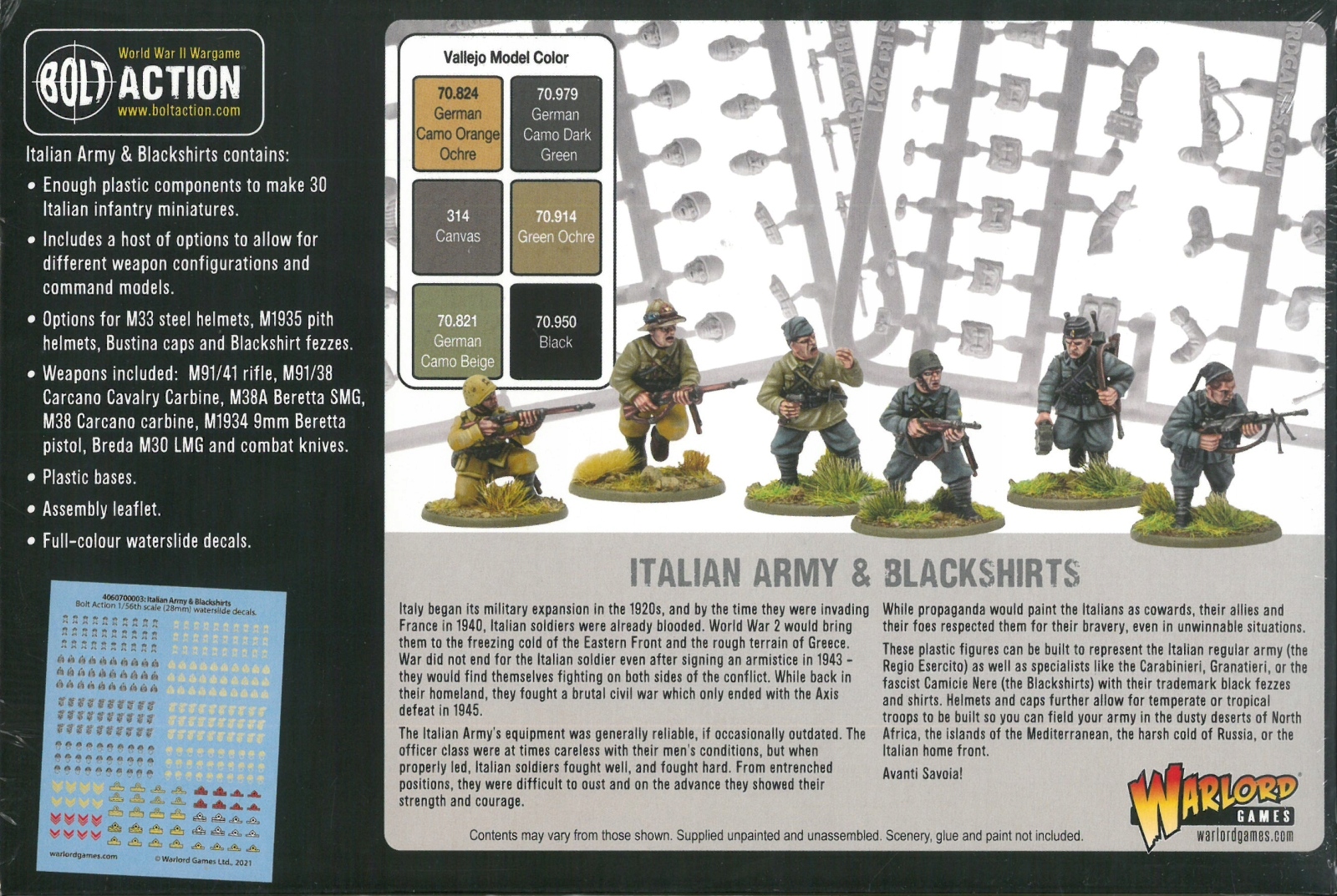 Bolt Action Italian Army and Blackshirts Infantry System Bolt Action