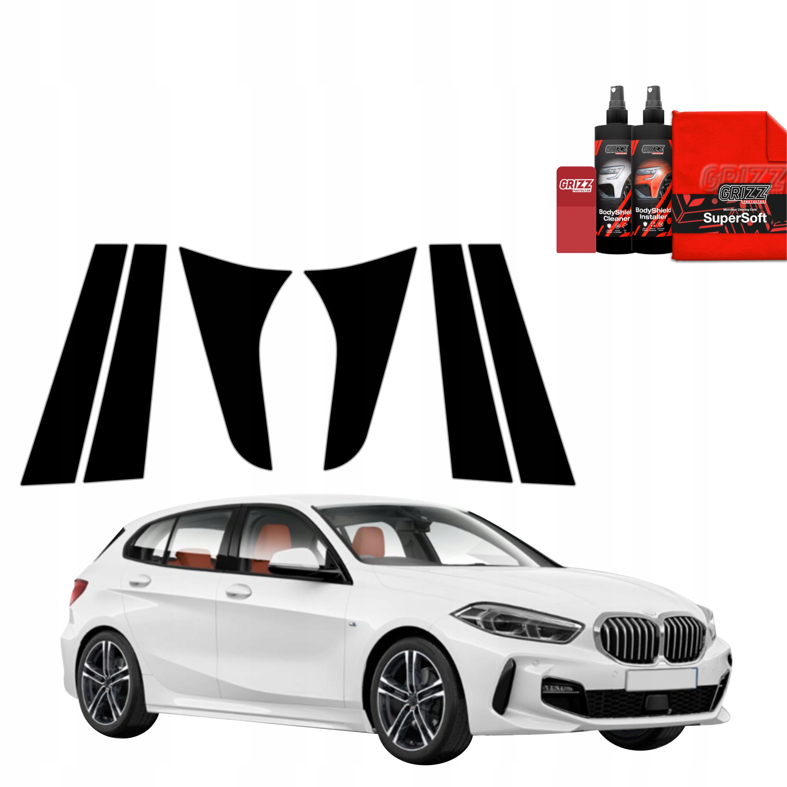 6v1 Černá fólie na sloupky pro Bmw 1 118i (2020-2025)