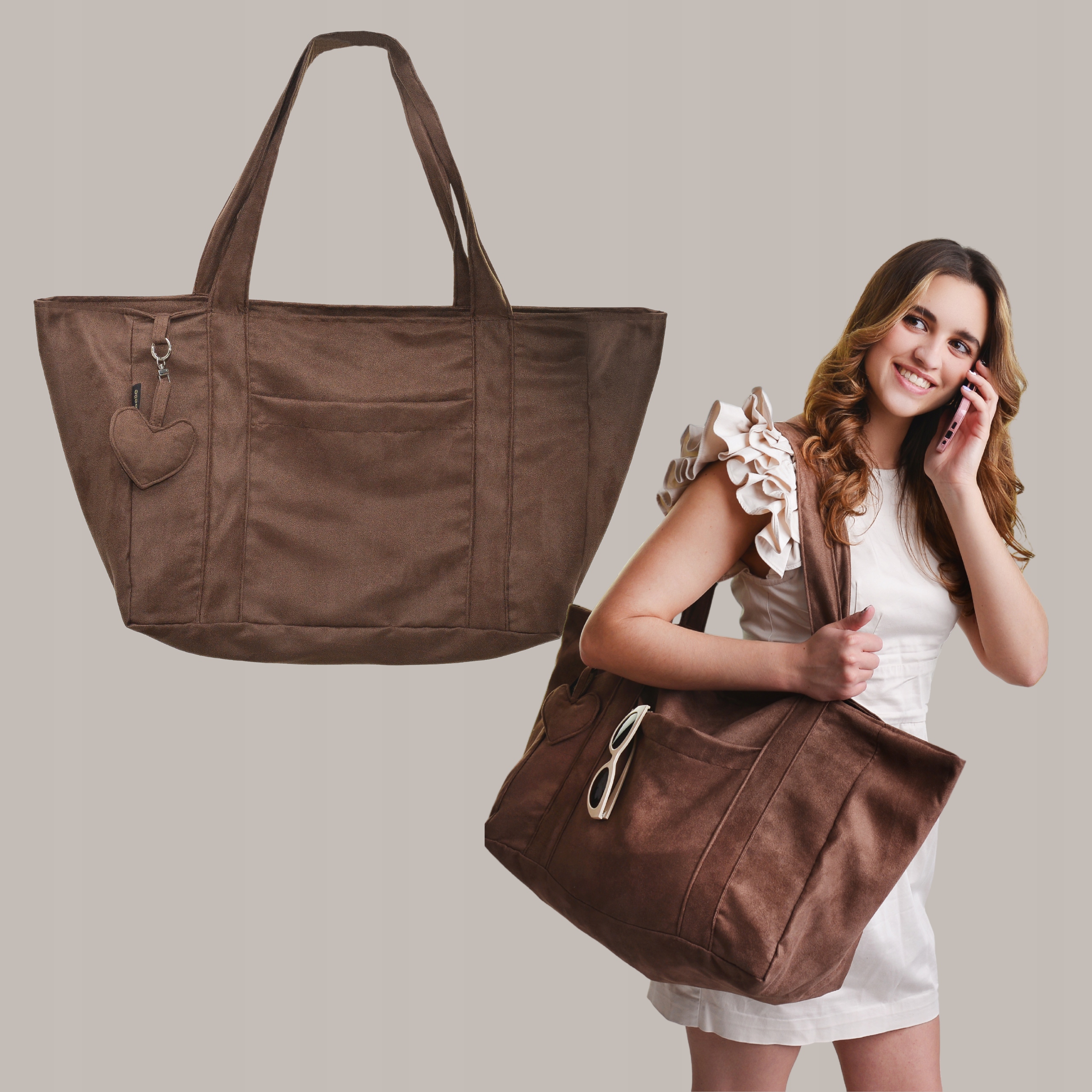 Dámská taška Shopper Plážová taška Rameno Hnědá Městská Sportovní taška