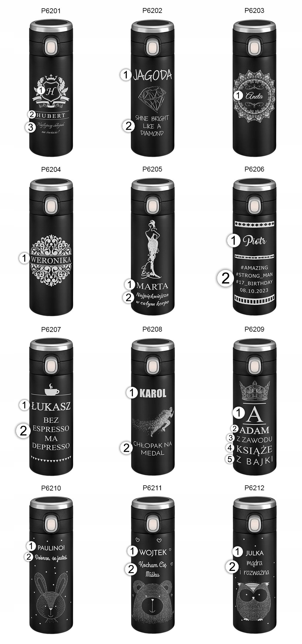 KUBEK TERMICZNY TERMOS Z USTNIKIEM LED Z GRAWEREM 400ml + GRATIS Wysokość 20 cm