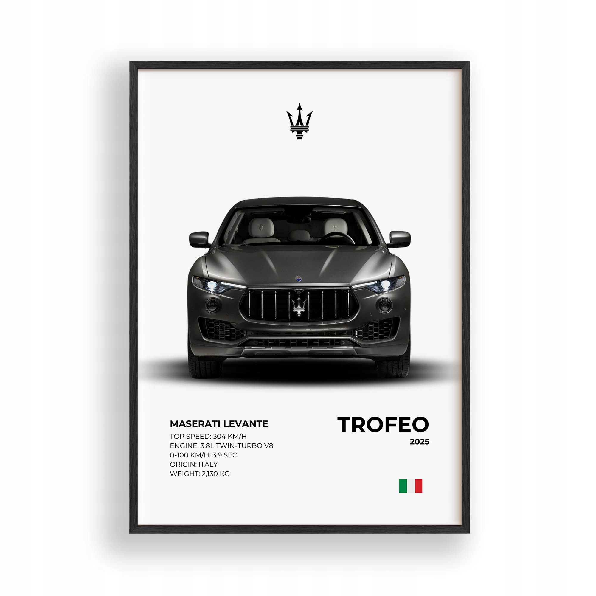 Obraz Auto Maserati Levante Plakát Rámeček Dřevěný Černý 30x42 cm