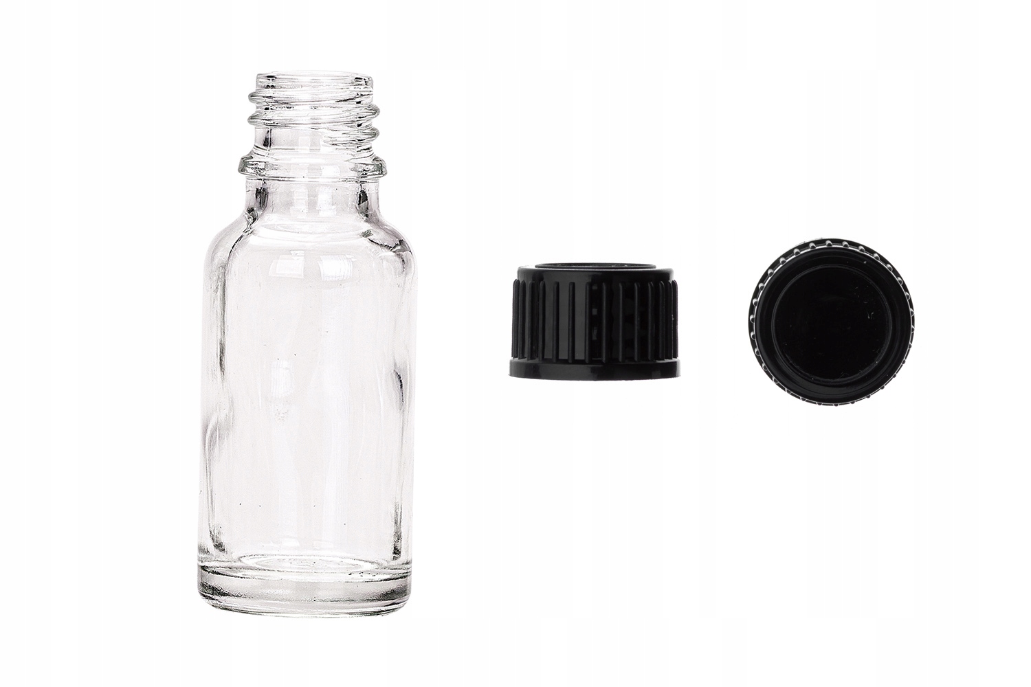 

Butelka szklana bezbarwna 20 ml z nakrętką czarną