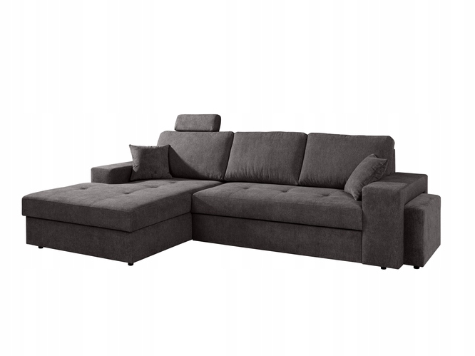 Narożnik LEWY ALICIA + PUFA brązowy ALFA 20 funkcja spania wygodny Kolekcja Alfa