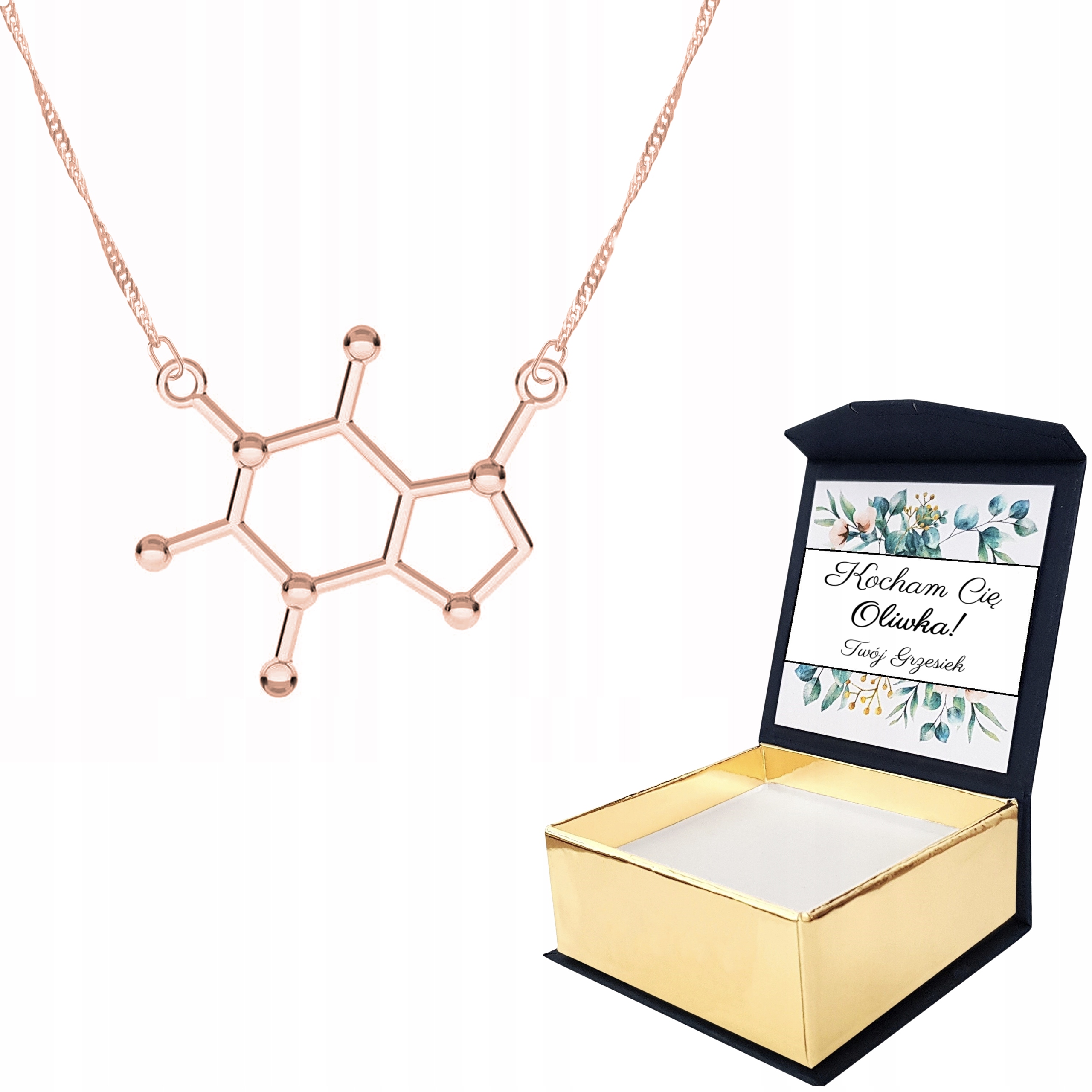 Náhrdelník růžové zlato Kofein Vlastní Potisk