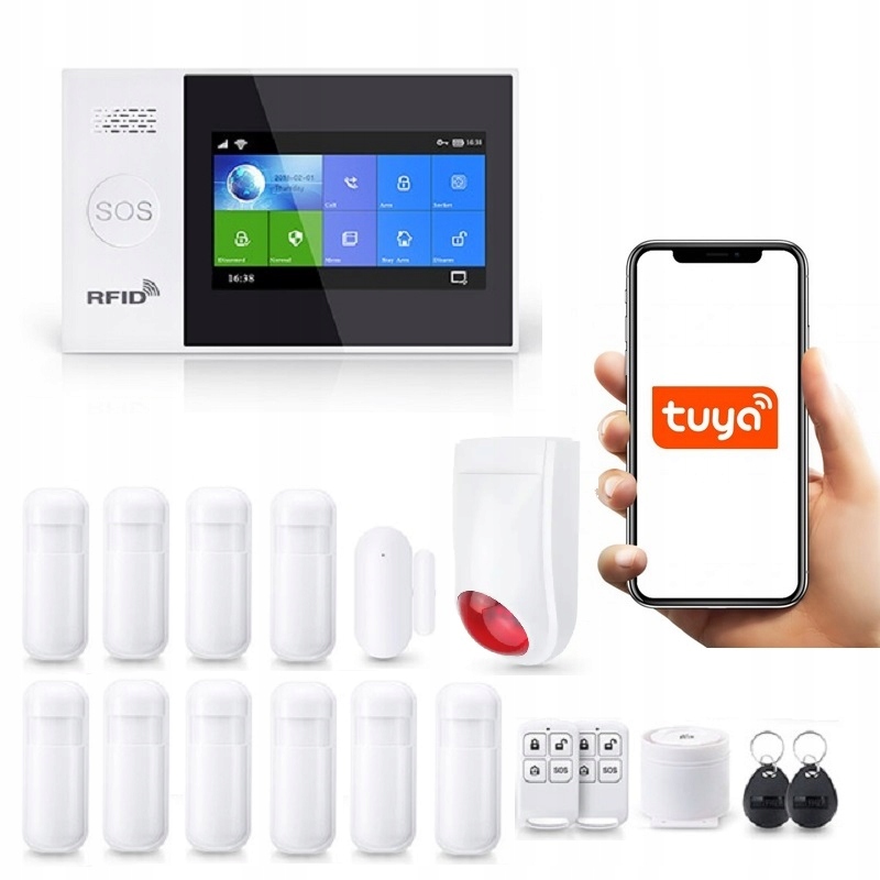 Bezdrôtový LCD Alarm 4.3" Gsm WiFi Sms Tuya V Poľštine 10xPIR Siréna