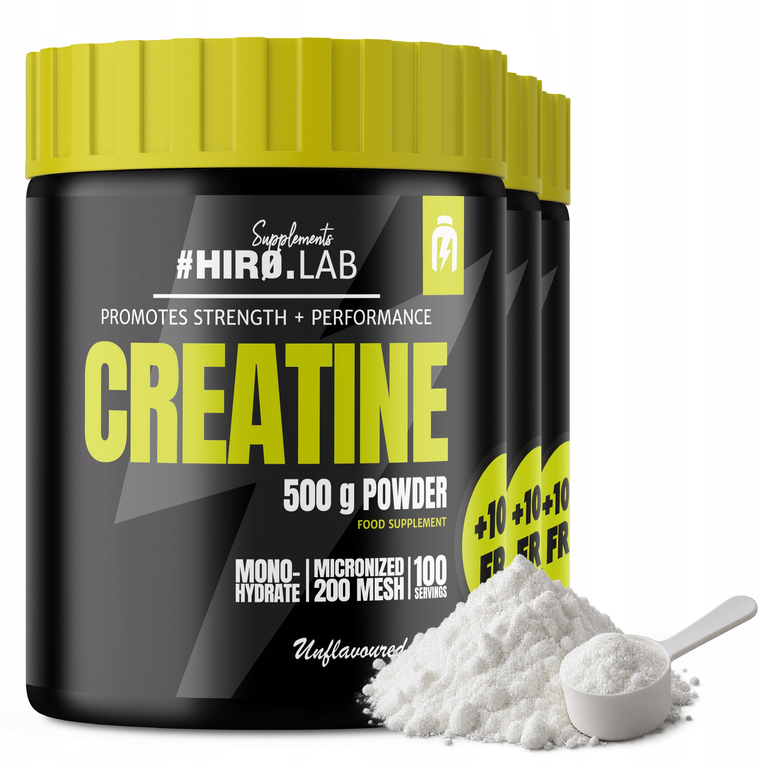 3x Kreatin Monohydrate Hiro.lab 500g Síla Svalová hmota Creatine Prášek