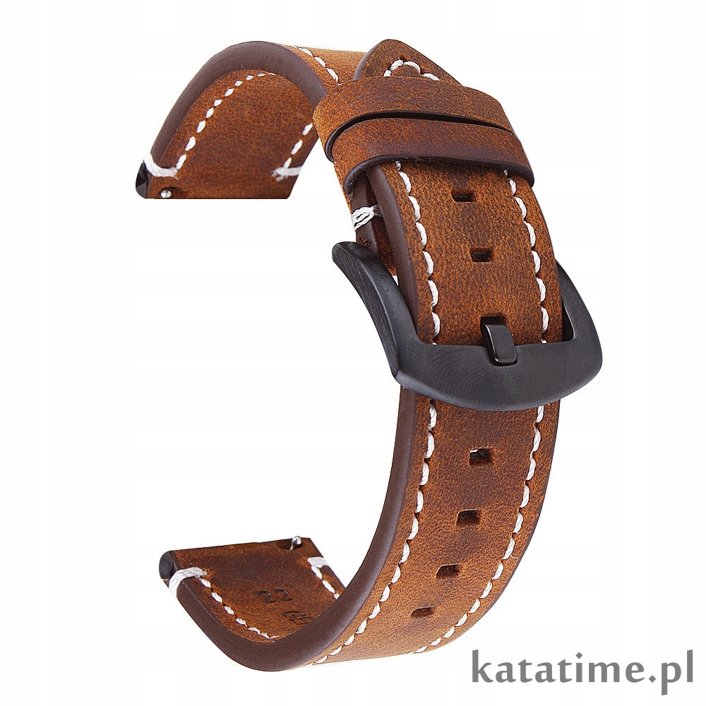 Pasek Do Zegarka, smartwatcha ciemnobrązowy 18 mm naturalna skóra Super!